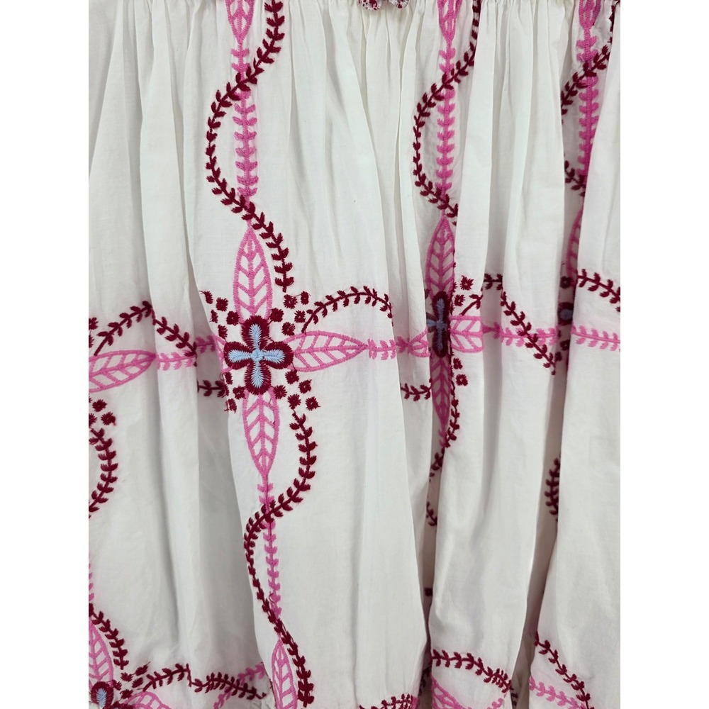 Anthropologie M Pink Red White Embroidered Sleeveless Babydoll Mini Dress NWT - Picture 6 of 14